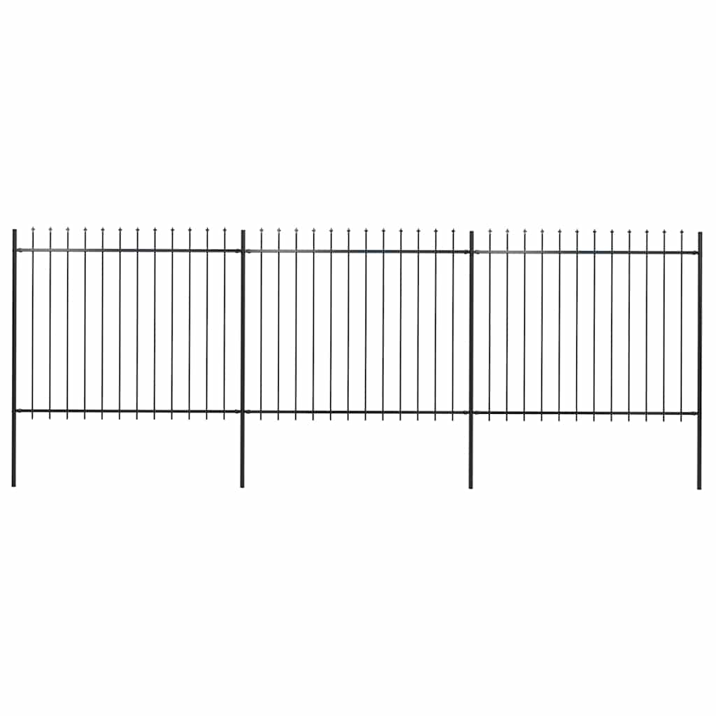 Gartenzaun mit Speerspitze Stahl 504 x 150 cm Schwarz