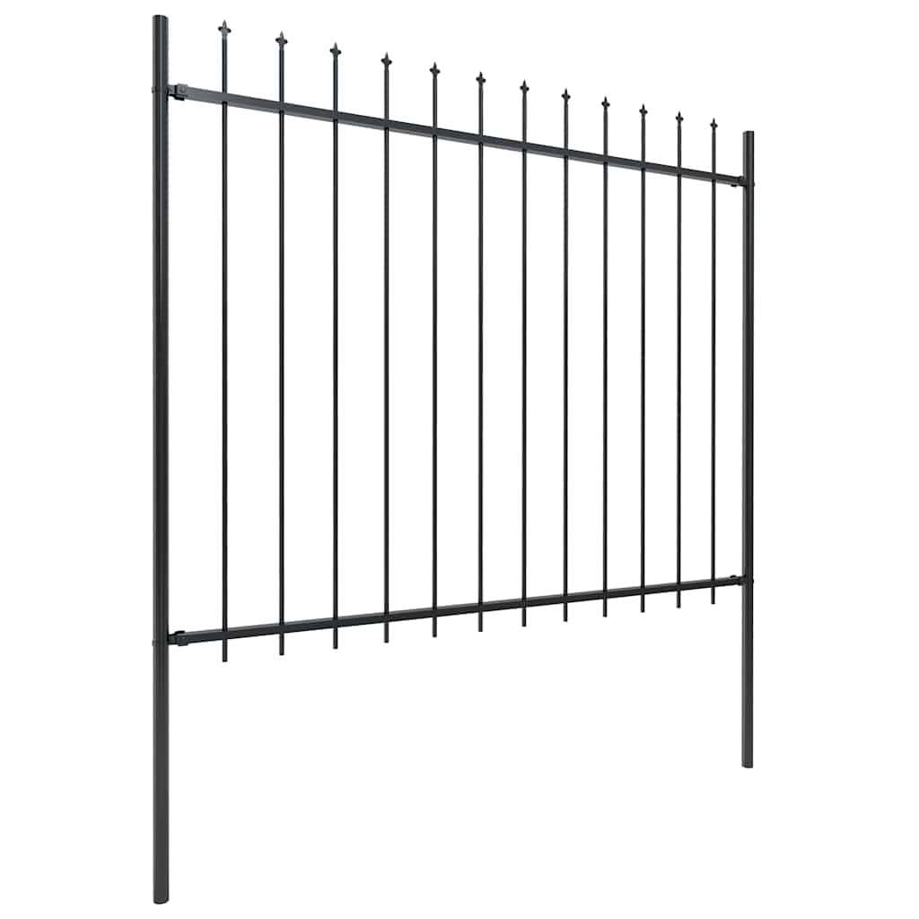 Gartenzaun mit Speerspitze Stahl 1673 x 150 cm Schwarz