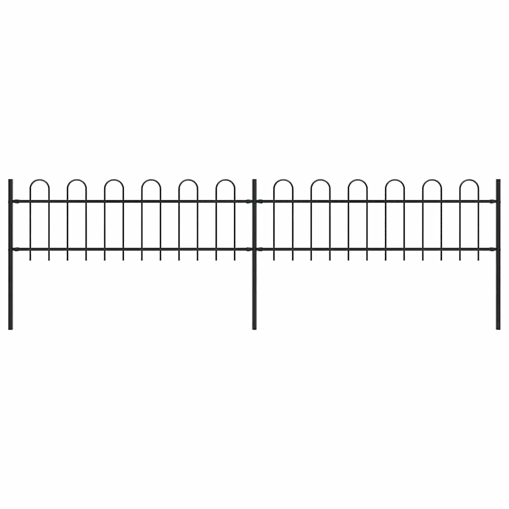 Gartenzaun mit Rundbogen Stahl 337 x 60 cm Schwarz