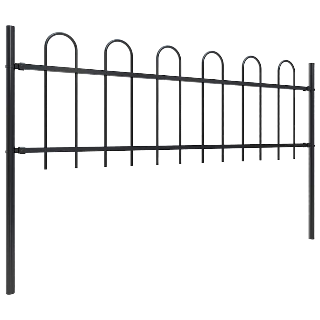 Gartenzaun mit Rundbogen Stahl 337 x 60 cm Schwarz