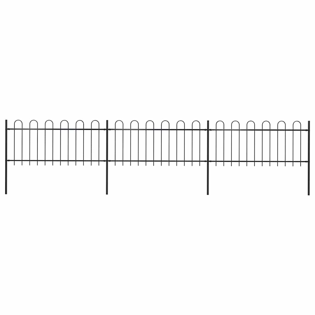 Gartenzaun mit Rundbogen Stahl 504 x 80 cm Schwarz