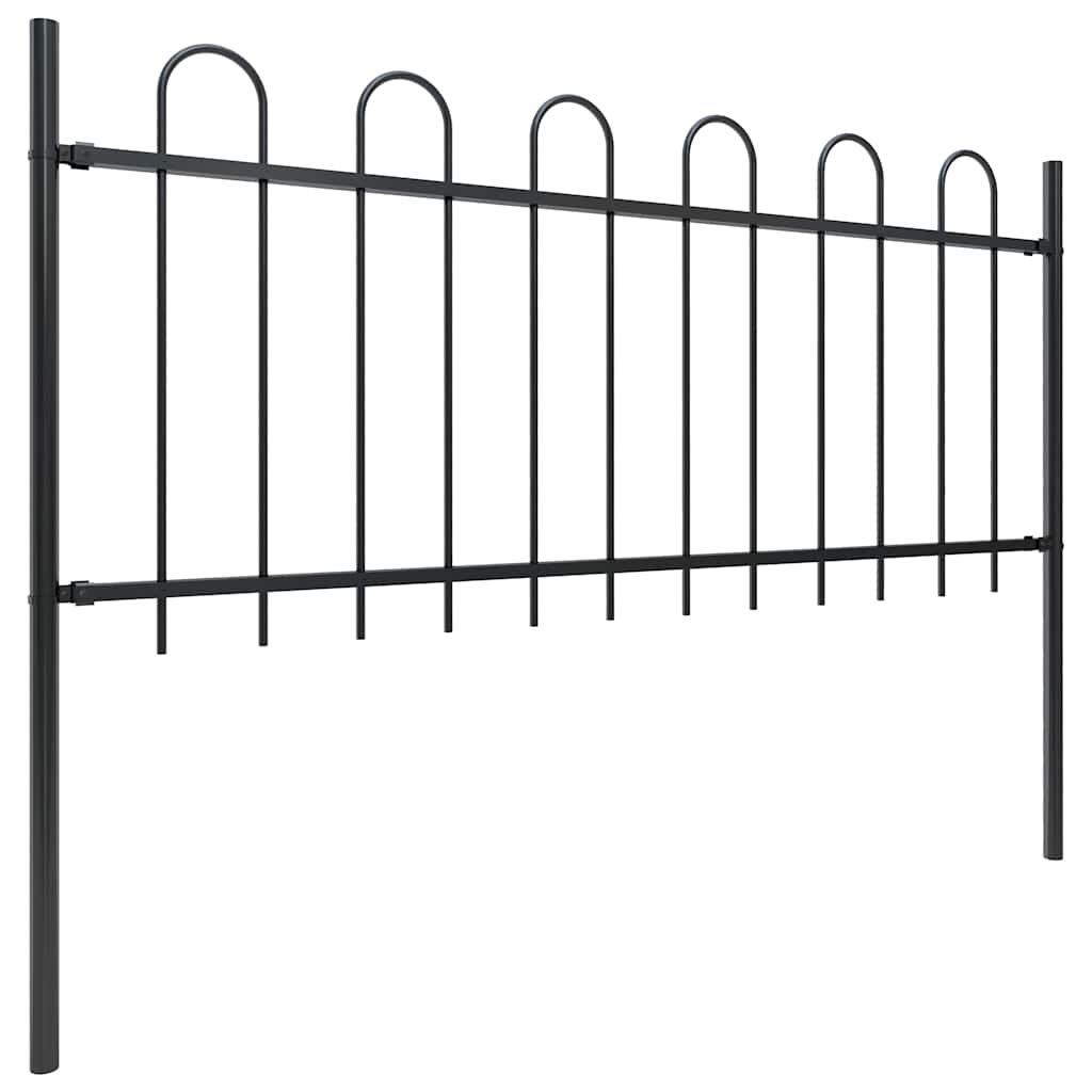 Gartenzaun mit Rundbogen Stahl 504 x 80 cm Schwarz