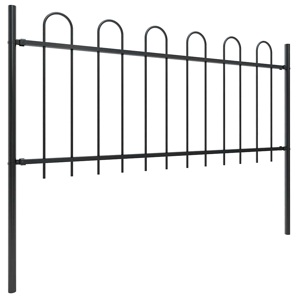 Gartenzaun mit Rundbogen Stahl 838 x 80 cm Schwarz