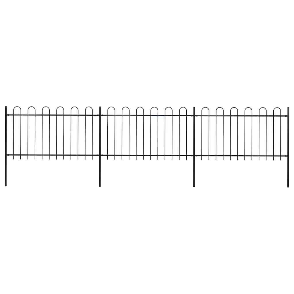 Gartenzaun mit Rundbogen Stahl 504 x 100 cm Schwarz