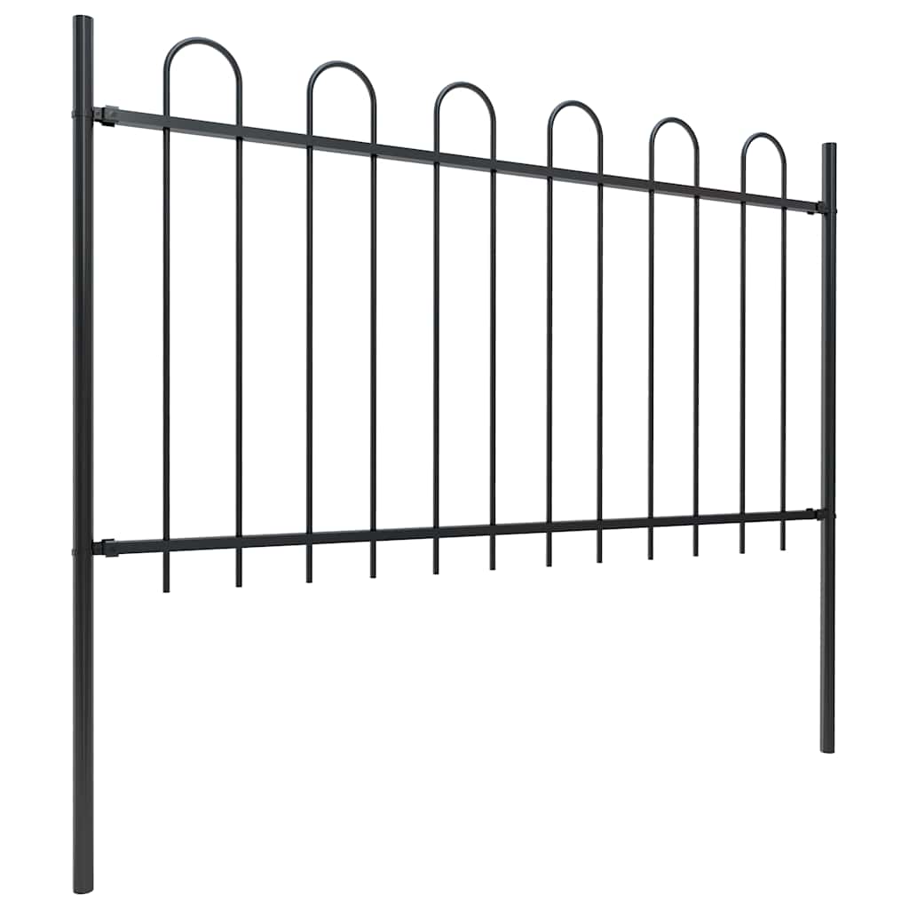 Gartenzaun mit Rundbogen Stahl 504 x 100 cm Schwarz