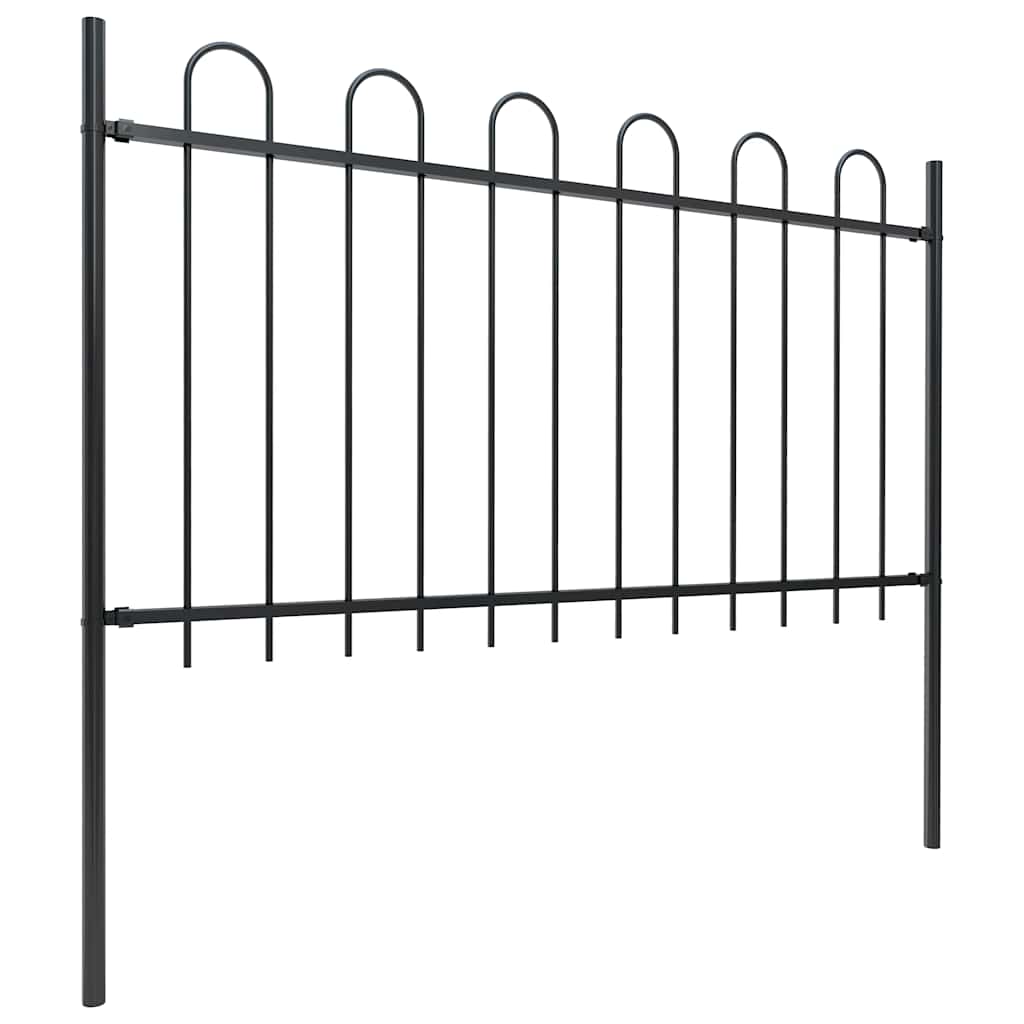 Gartenzaun mit Rundbogen Stahl 671 x 100 cm Schwarz