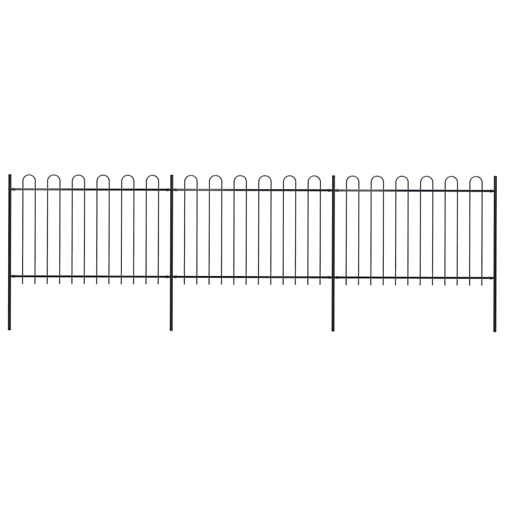 Gartenzaun mit Rundbogen Stahl 504 x 120 cm Schwarz