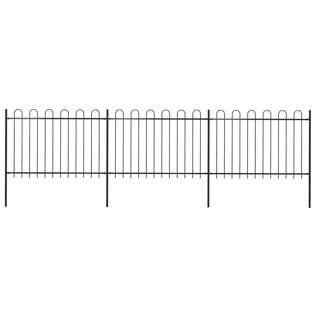 Gartenzaun mit Rundbogen Stahl 504 x 120 cm Schwarz