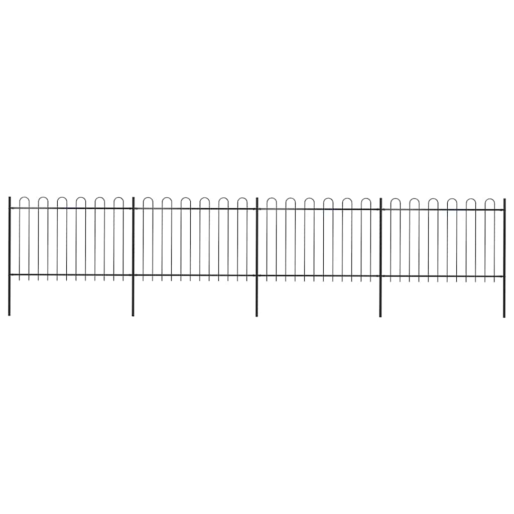 Gartenzaun mit Rundbogen Stahl 671 x 120 cm Schwarz