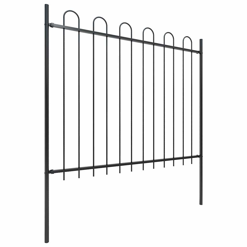 Gartenzaun mit Rundbogen Stahl 504 x 150 cm Schwarz