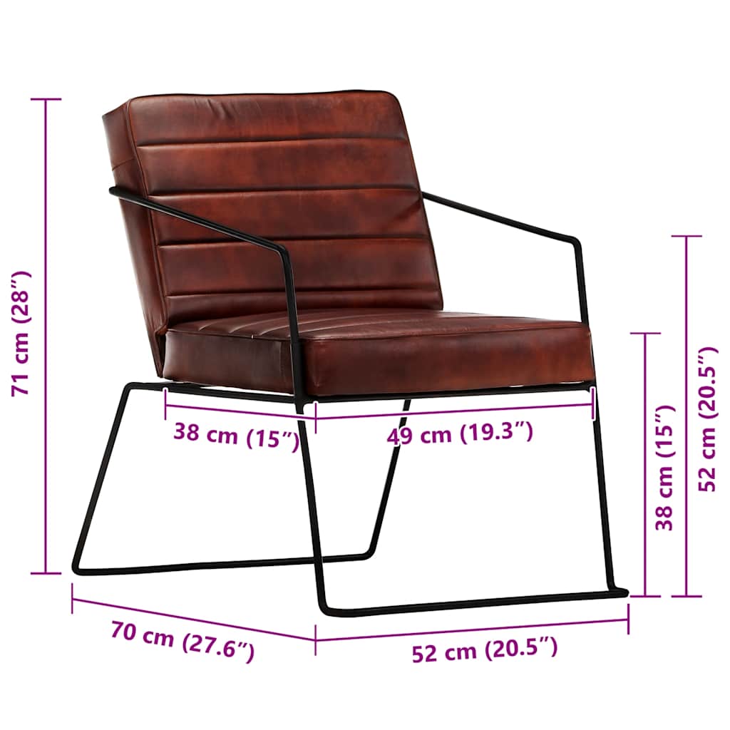Sessel Dunkelbraun Echtleder