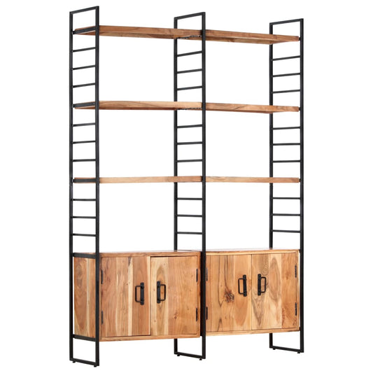 Bibliothèque 4 niveaux 124x30x180 cm en bois d'acacia massif
