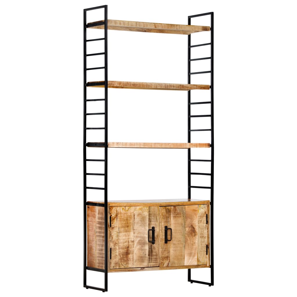 Bücherregal 4 Ebenen 80x30x180 cm Raues Mangoholz
