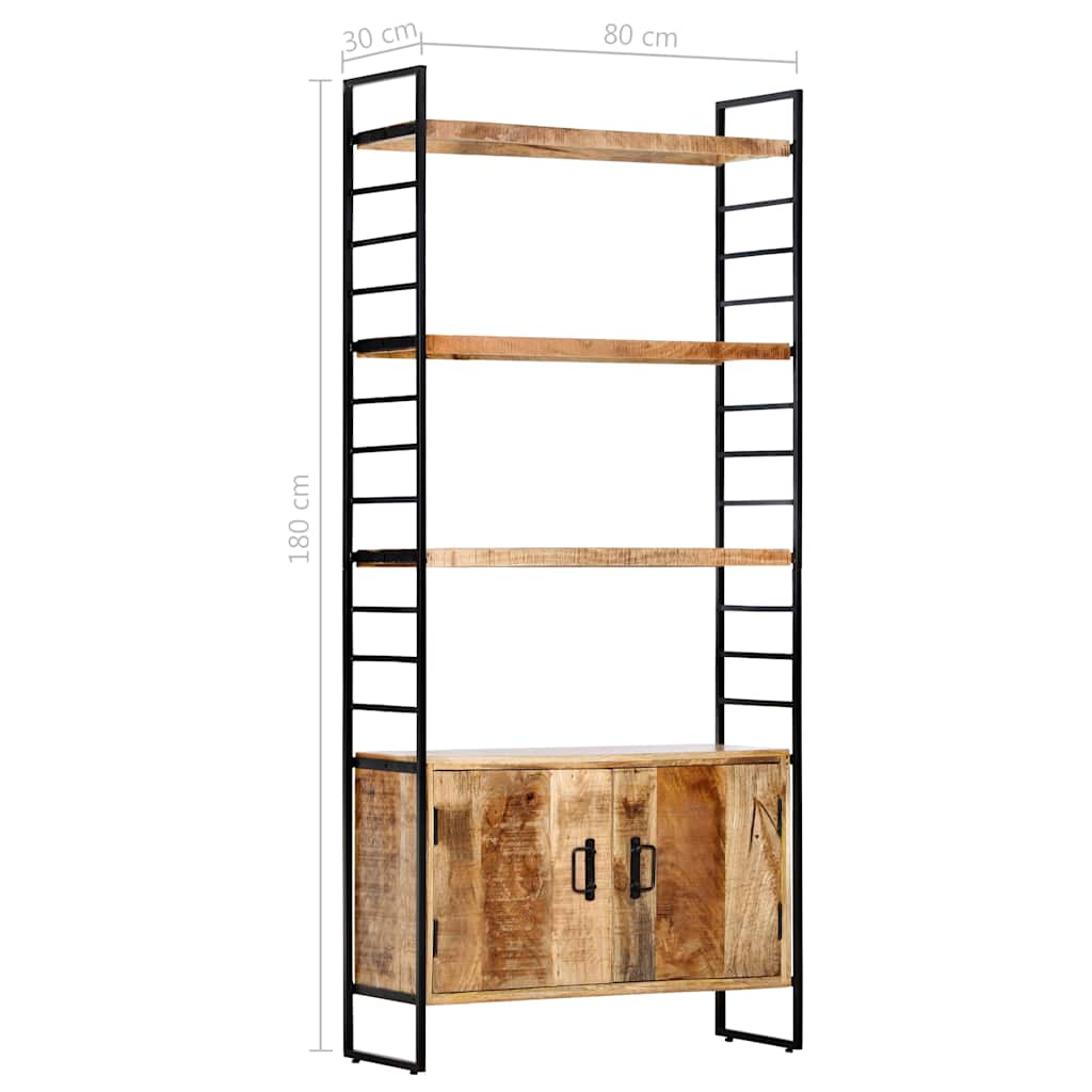 Bücherregal 4 Ebenen 80x30x180 cm Raues Mangoholz