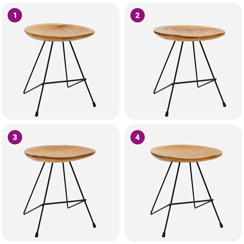 Hocker 2 Stk. Teak Massivholz