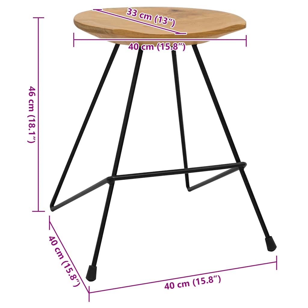 Hocker 2 Stk. Teak Massivholz