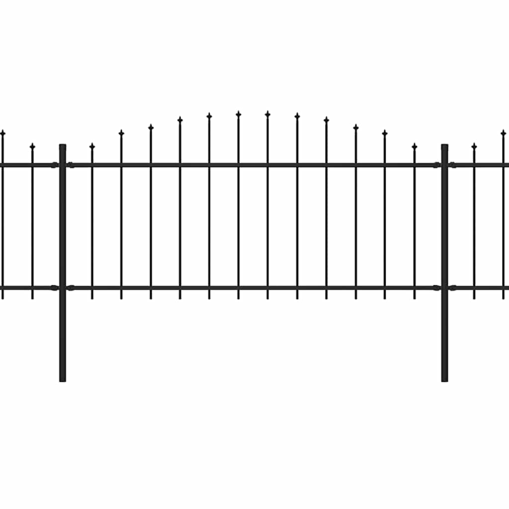 Gartenzaun mit Speerspitzen Stahl (0,5 - 0,75) x 3,4 m Schwarz