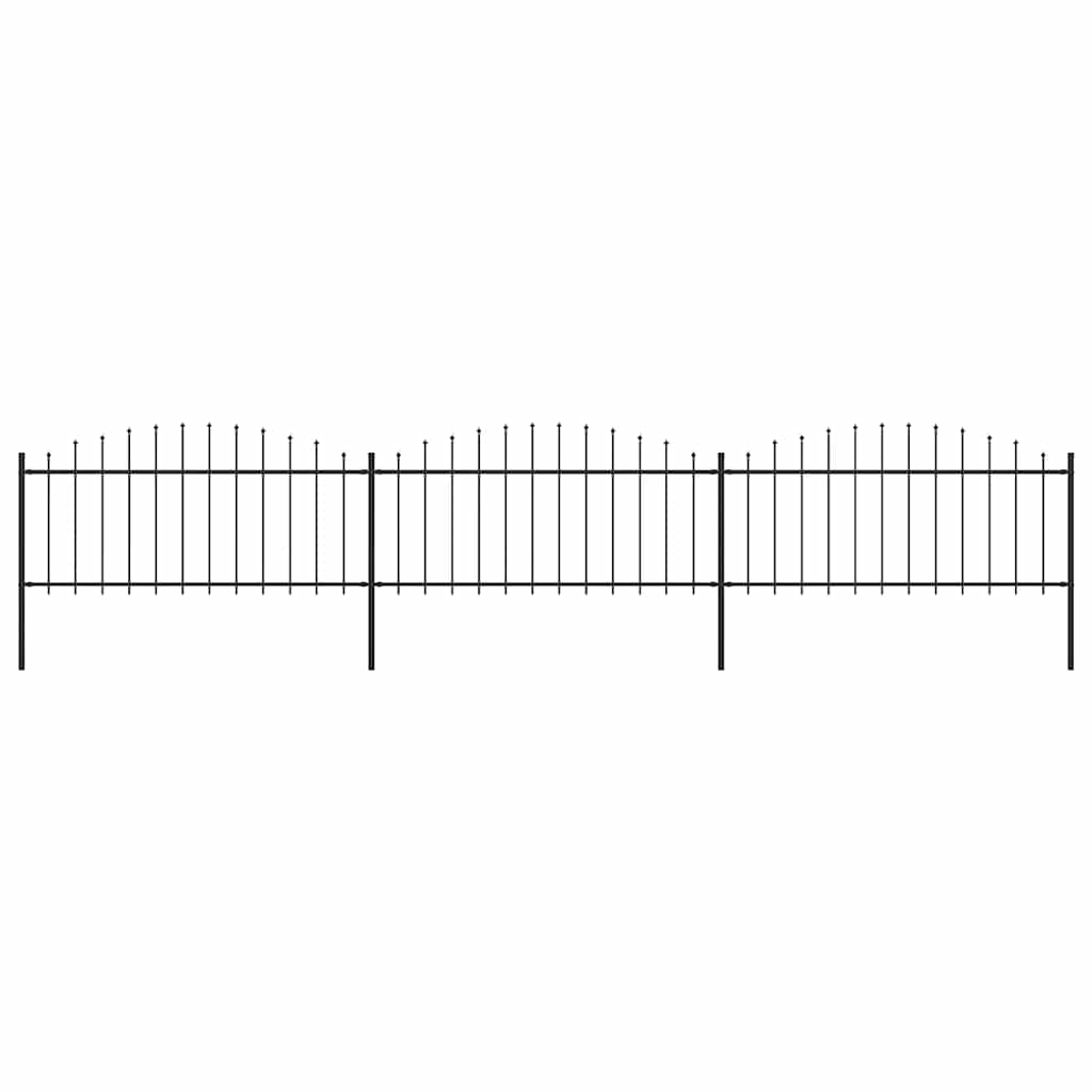 Gartenzaun mit Speerspitze Stahl 537 x 75 cm Schwarz