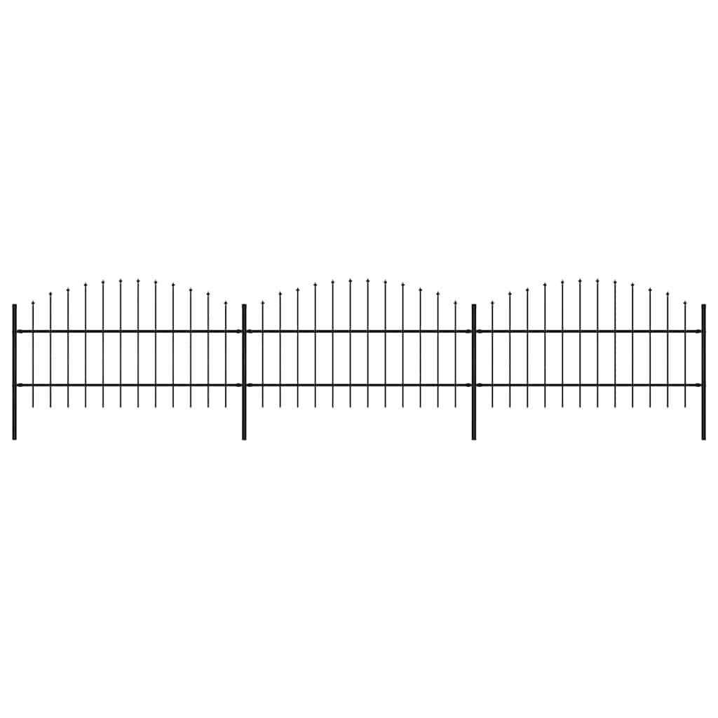 Gartenzaun mit Speerspitze Stahl 504 x 100 cm Schwarz