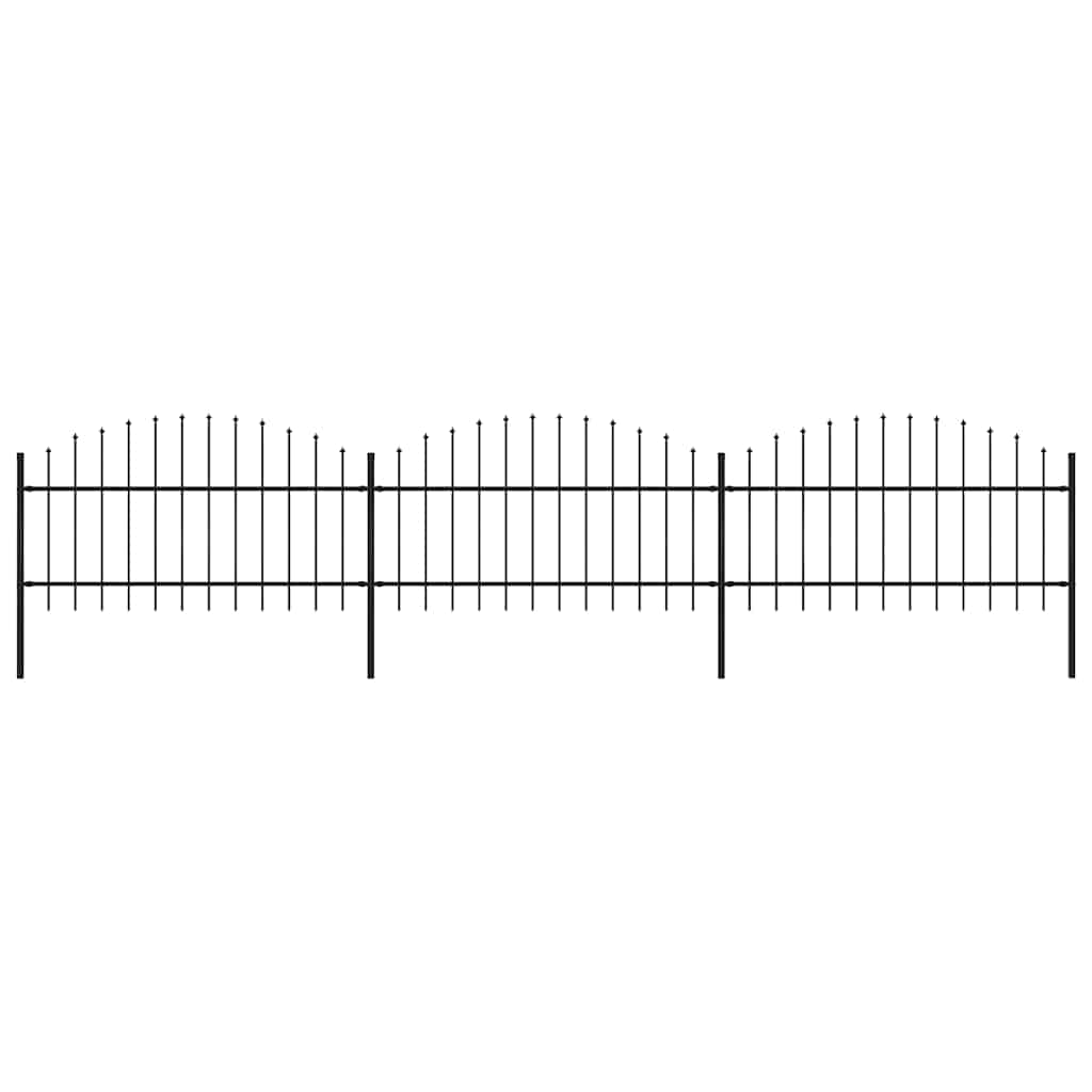 Gartenzaun mit Speerspitze Stahl 537 x 125 cm Schwarz
