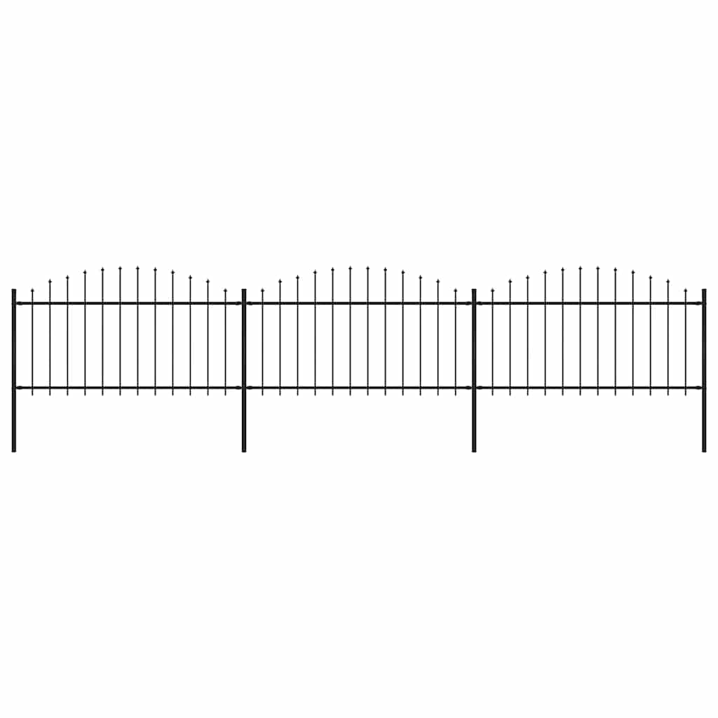 Gartenzaun mit Speerspitze Stahl 504 x 150 cm Schwarz