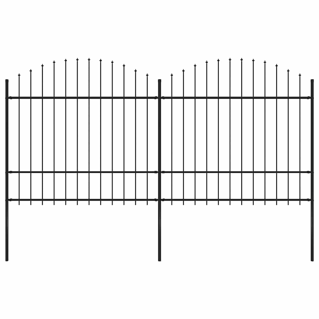 Gartenzaun mit Speerspitze Stahl 359 x 175 cm Schwarz