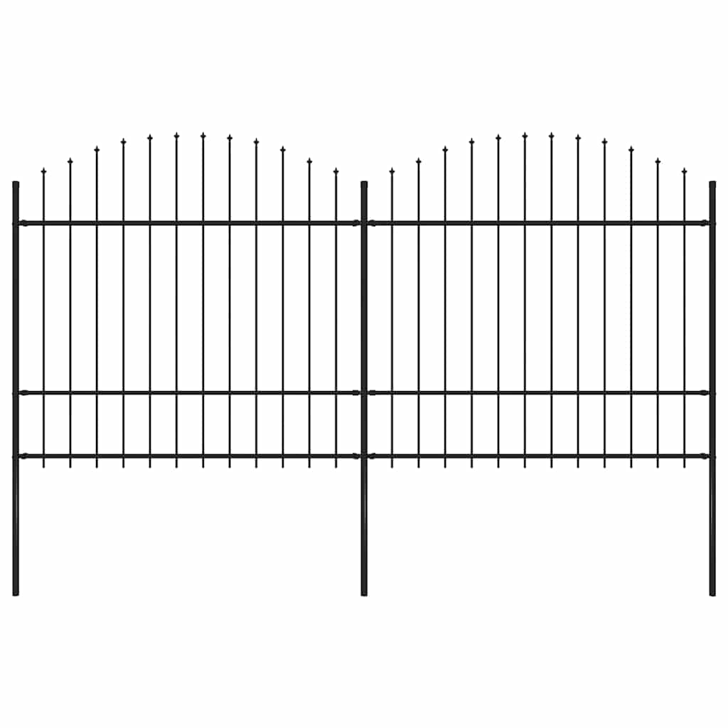 Gartenzaun mit Speerspitze Stahl 337 x 175 cm Schwarz