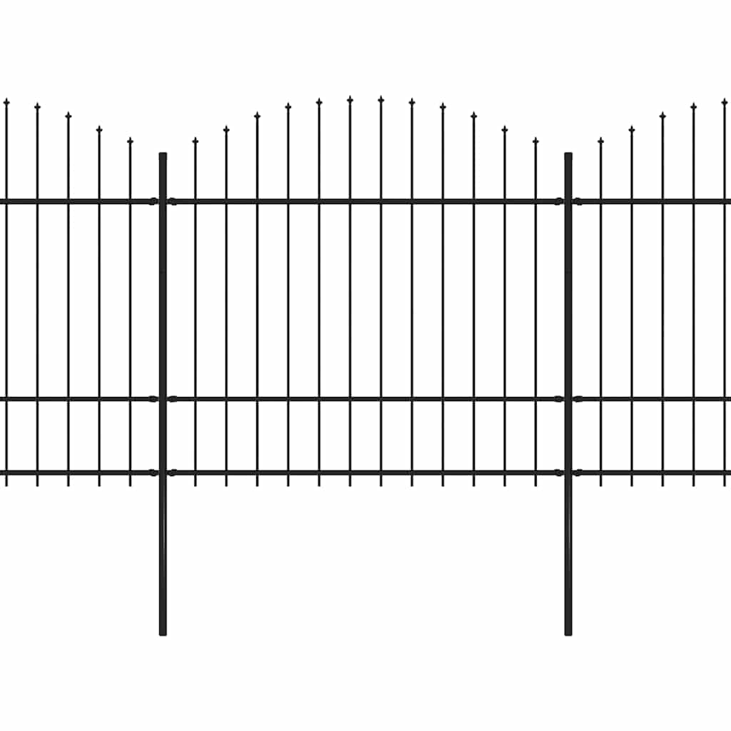 Gartenzaun mit Speerspitze Stahl 337 x 175 cm Schwarz