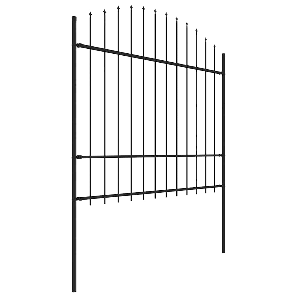 Gartenzaun mit Speerspitze Stahl 337 x 175 cm Schwarz