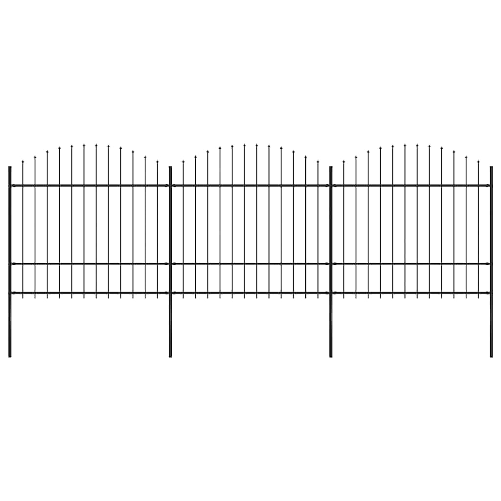 Gartenzaun mit Speerspitze Stahl 504 x 175 cm Schwarz