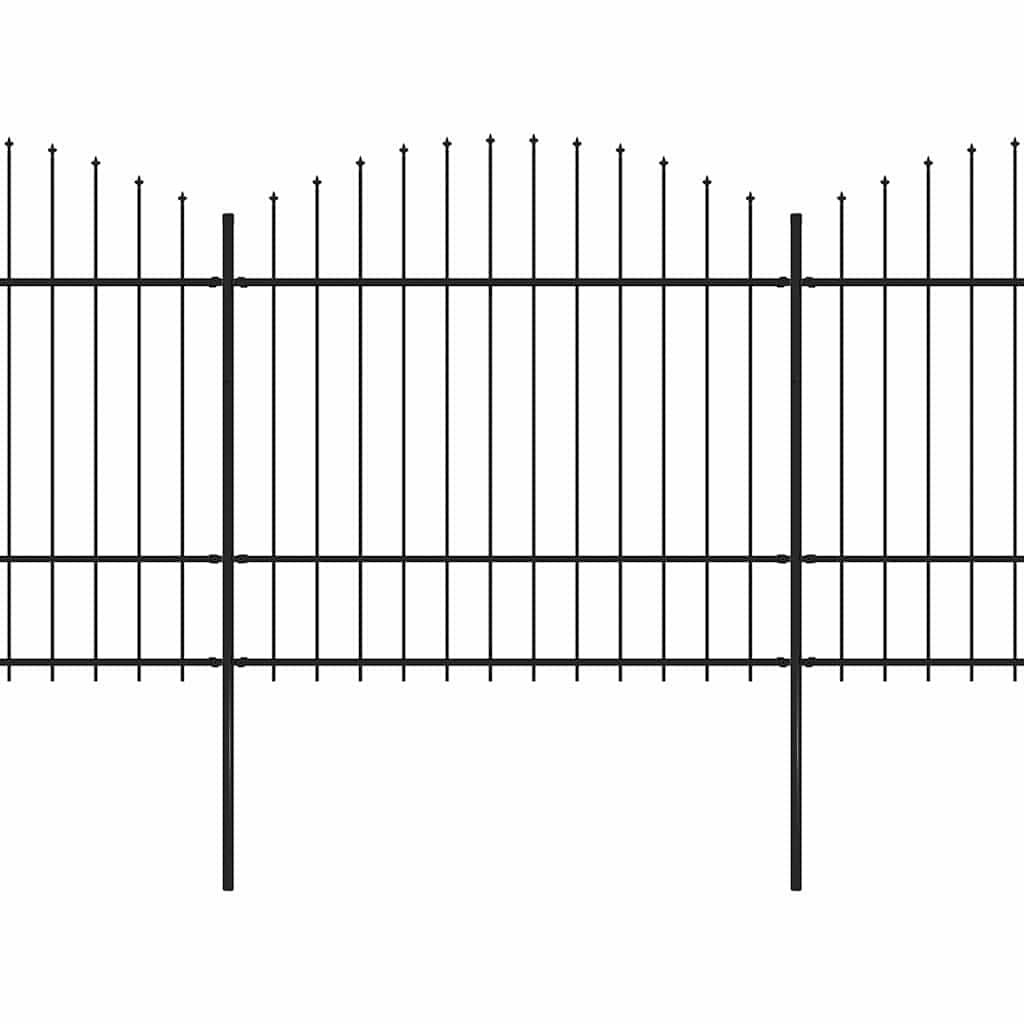 Gartenzaun mit Speerspitze Stahl 504 x 175 cm Schwarz