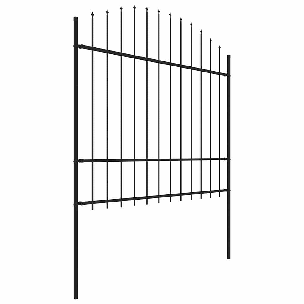 Gartenzaun mit Speerspitze Stahl 504 x 175 cm Schwarz
