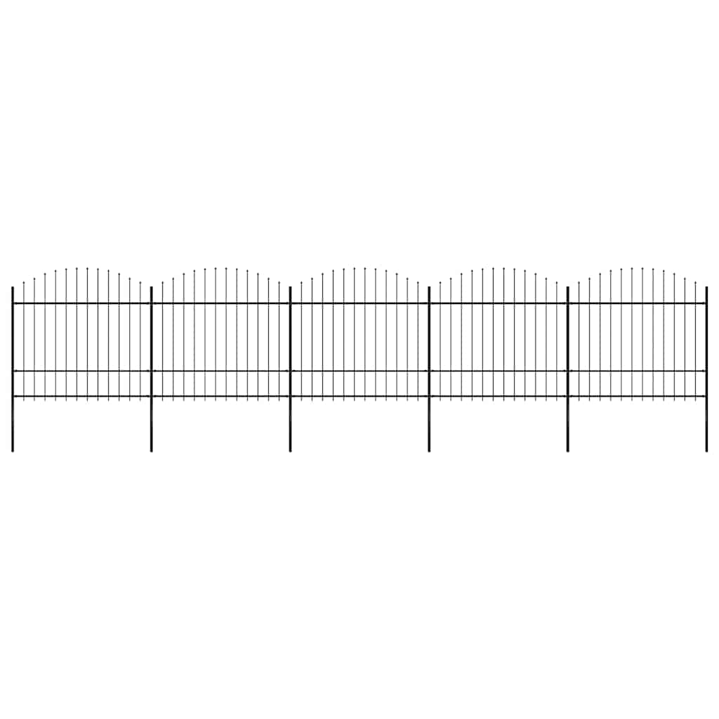 Gartenzaun mit Speerspitze Stahl 892,5 x 175 cm Schwarz