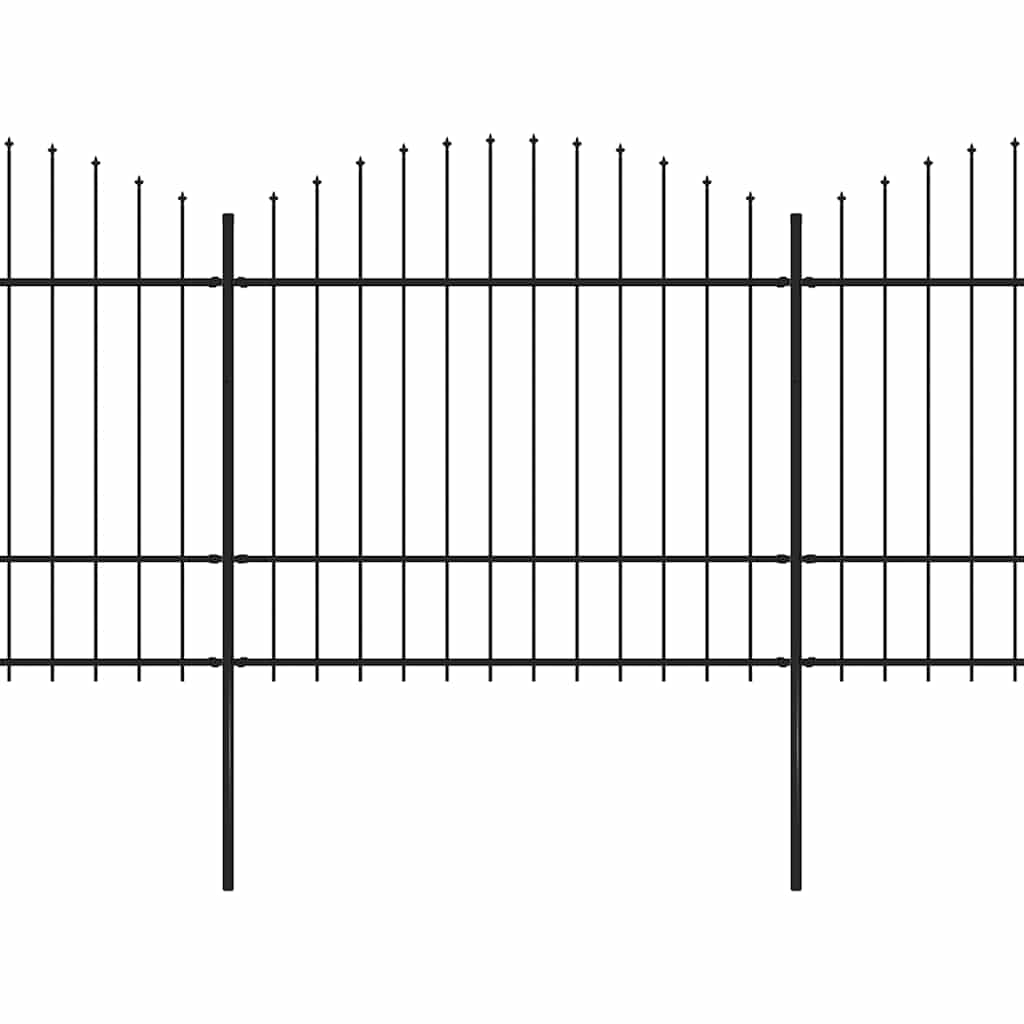 Gartenzaun mit Speerspitze Stahl 892,5 x 175 cm Schwarz