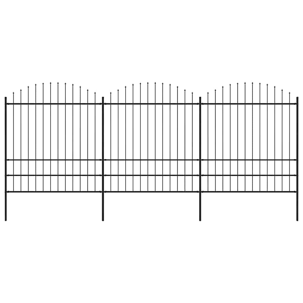 Gartenzaun mit Speerspitze Stahl 504 x 200 cm Schwarz