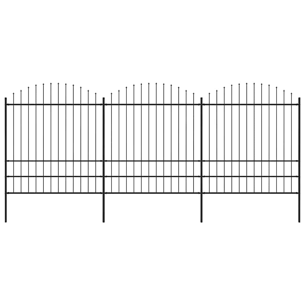 Gartenzaun mit Speerspitze Stahl 537 x 200 cm Schwarz