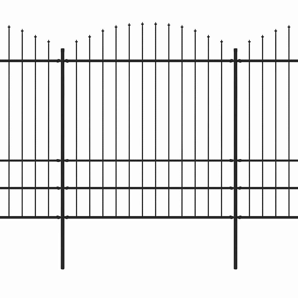 Gartenzaun mit Speerspitze Stahl 504 x 200 cm Schwarz