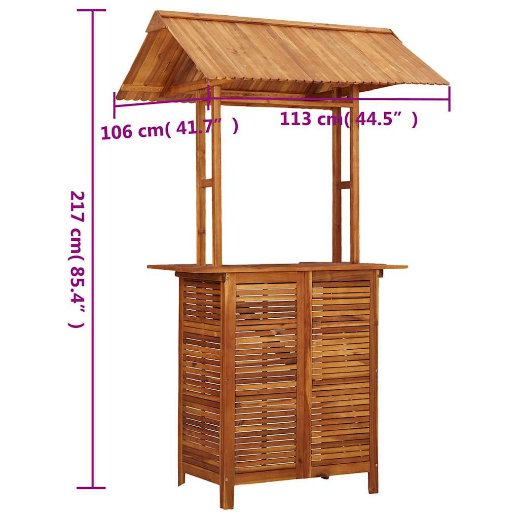 Outdoor-Bartisch mit Dach 113x106x217 cm Akazie Massivholz