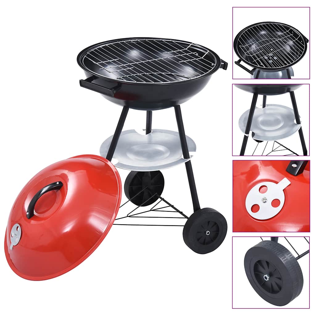 Tragbarer Holzkohlegrill XXL mit Rädern 44 cm