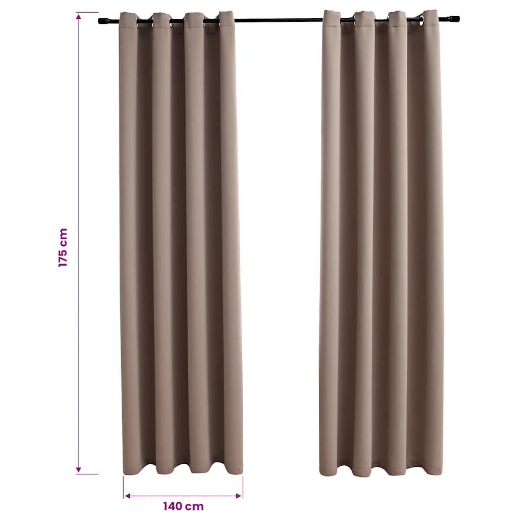 Verdunkelungsvorhänge mit Metallösen 2 Stk. Taupe 140x175 cm
