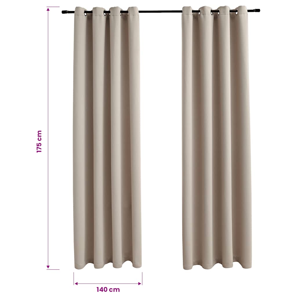 Verdunkelungsvorhänge mit Metallösen 2 Stk. Beige 140x175 cm