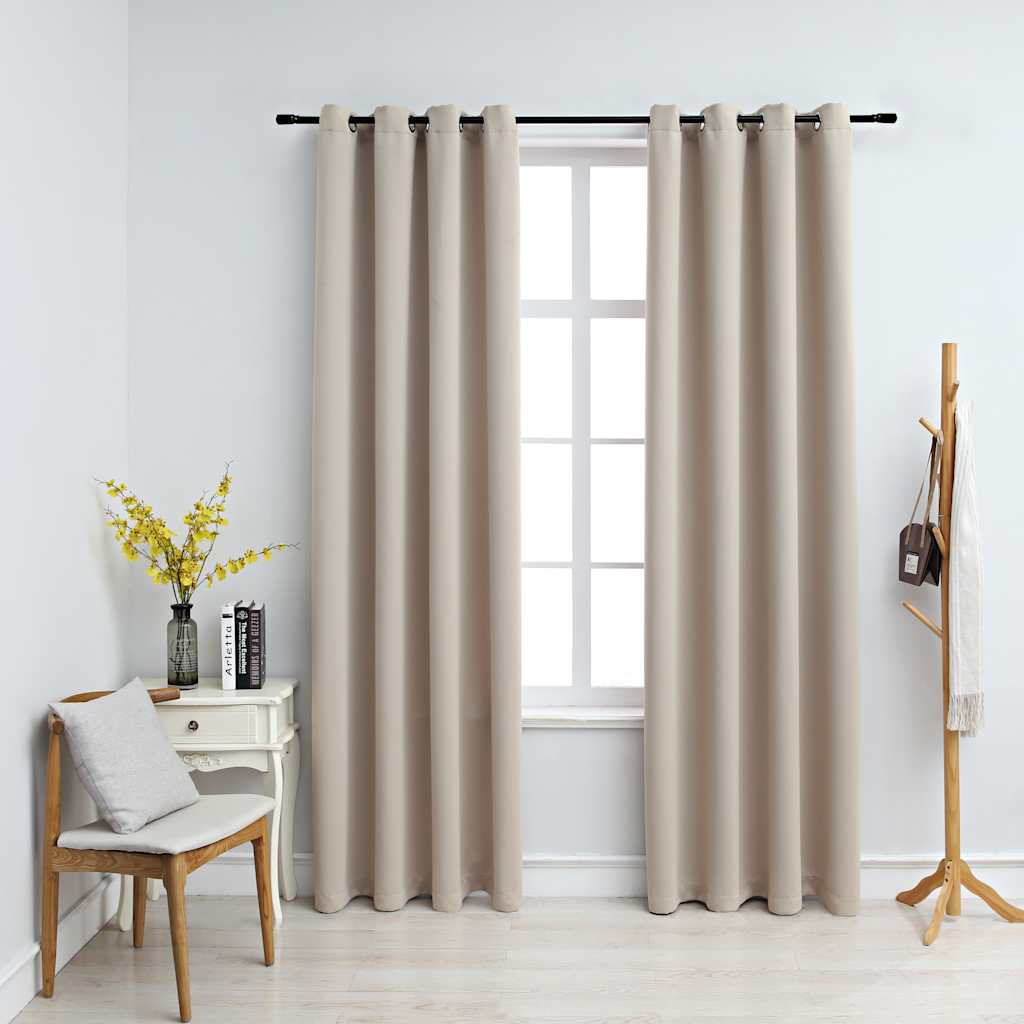 Verdunkelungsvorhänge mit Metallösen 2 Stk. Beige 140x175 cm