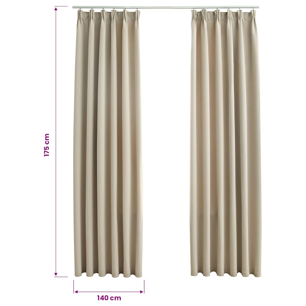 Verdunkelungsvorhänge mit Haken 2 Stk. Beige 140x175cm