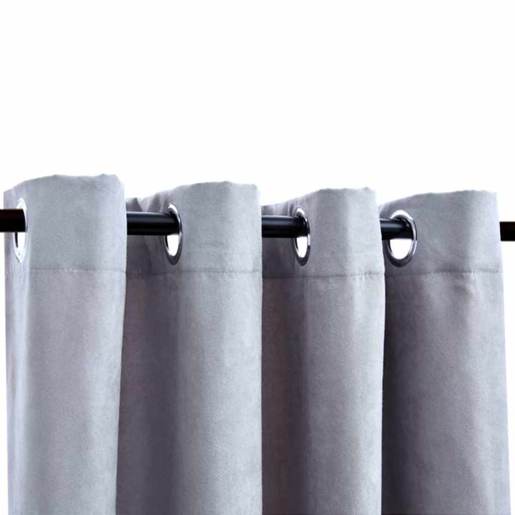 Verdunkelungsvorhänge mit Metallösen 2 Stk. Grau 140x245cm
