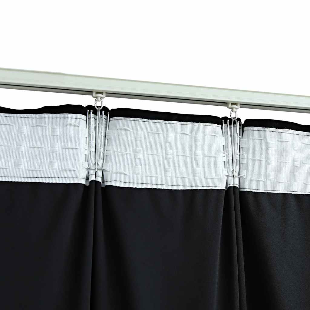 Verdunkelungsvorhänge mit Haken 2 Stk. Samt Schwarz 140x245 cm