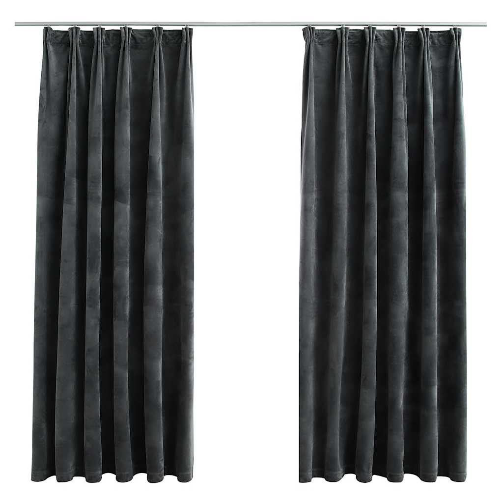 Verdunkelungsvorhänge mit Haken 2 Stk. Samt Anthrazit 140x175cm
