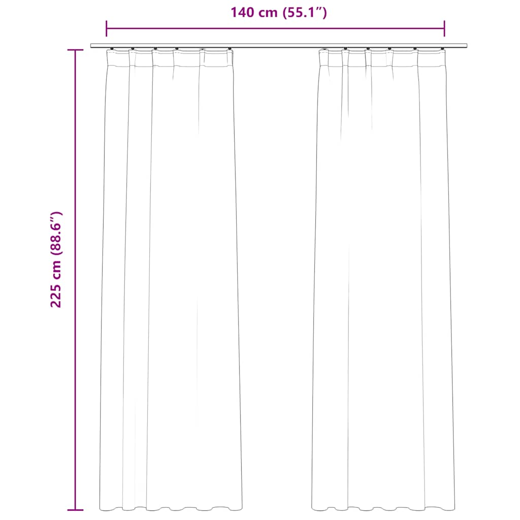Verdunkelungsvorhänge mit Haken 2 Stk. Samt Anthrazit 140x225cm