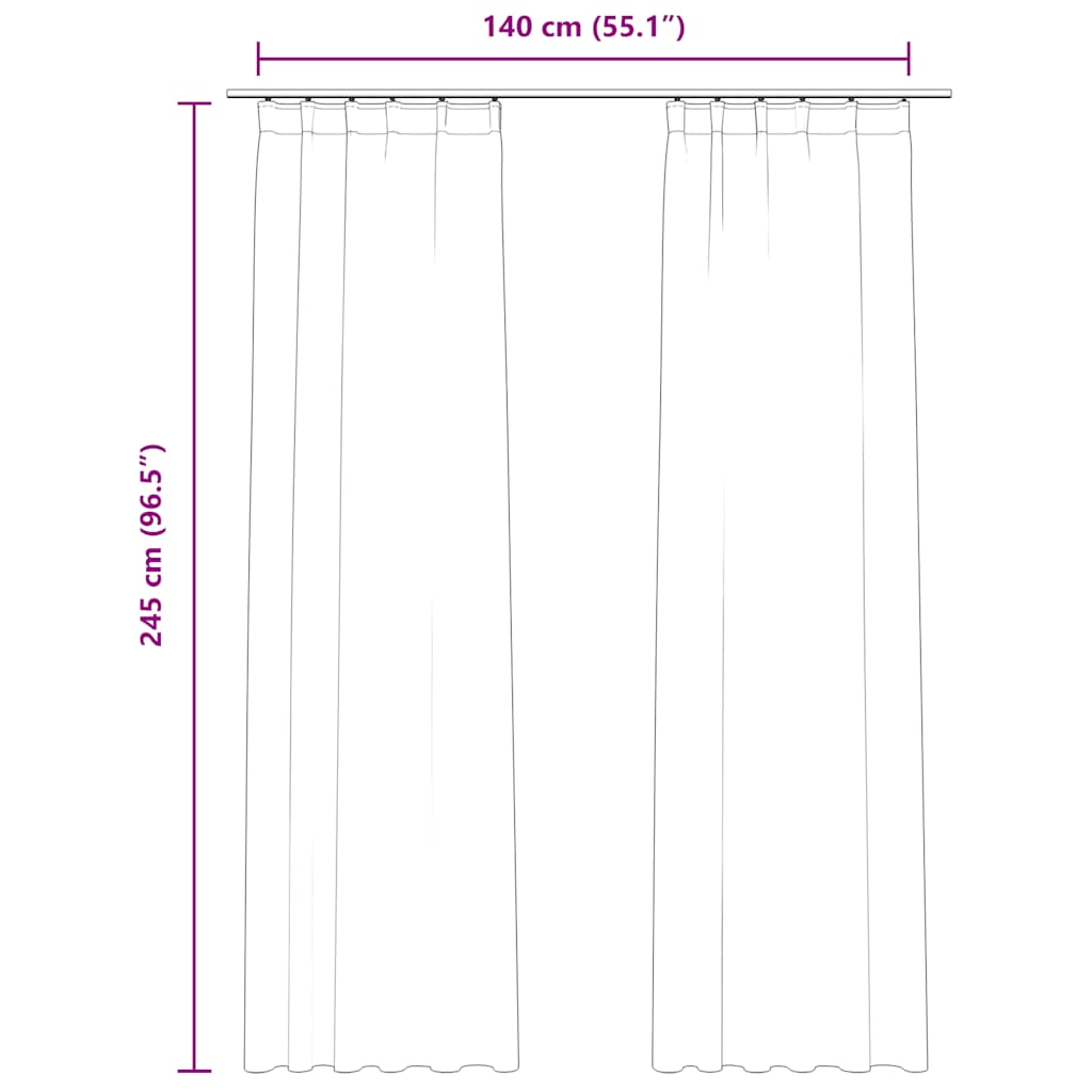 Verdunkelungsvorhänge mit Haken 2 Stk. Samt Anthrazit 140x245cm