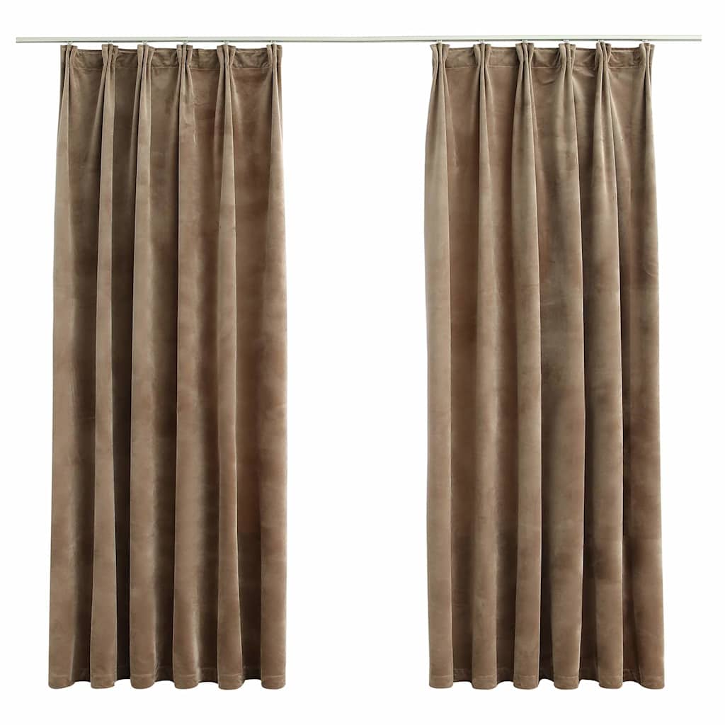 Verdunkelungsvorhänge mit Haken 2 Stk. Samt Beige 140x175cm