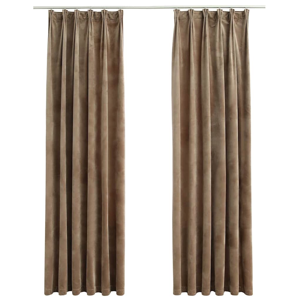 Verdunkelungsvorhänge mit Haken 2 Stk. Samt Beige 140x225 cm